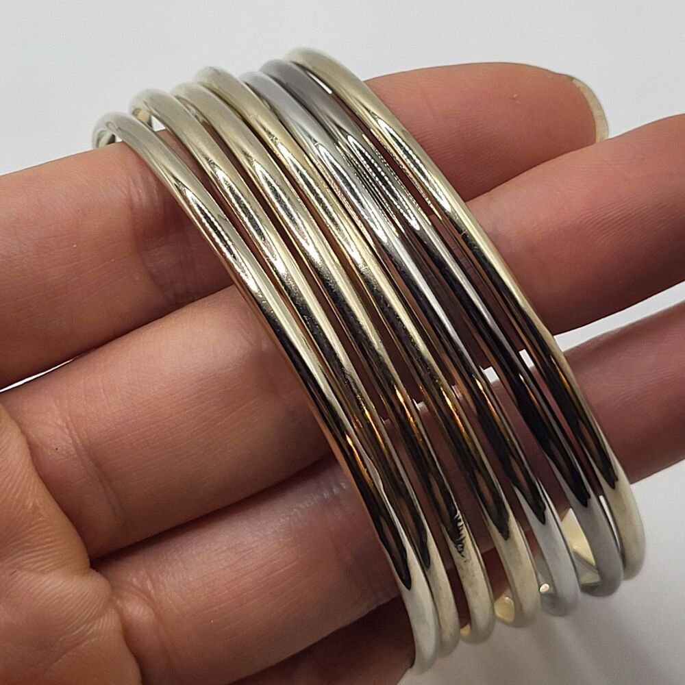 Estate Silver Tone Multi Bangle Bracelet Set